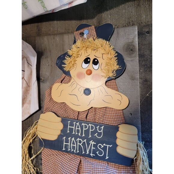 Happy harvest scarecrow fall sign Decor figure - Picture 4 of 7